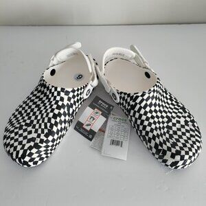 NWT CROCS Work Graphic Classic Clog Unisex M9/W11 Black White Check